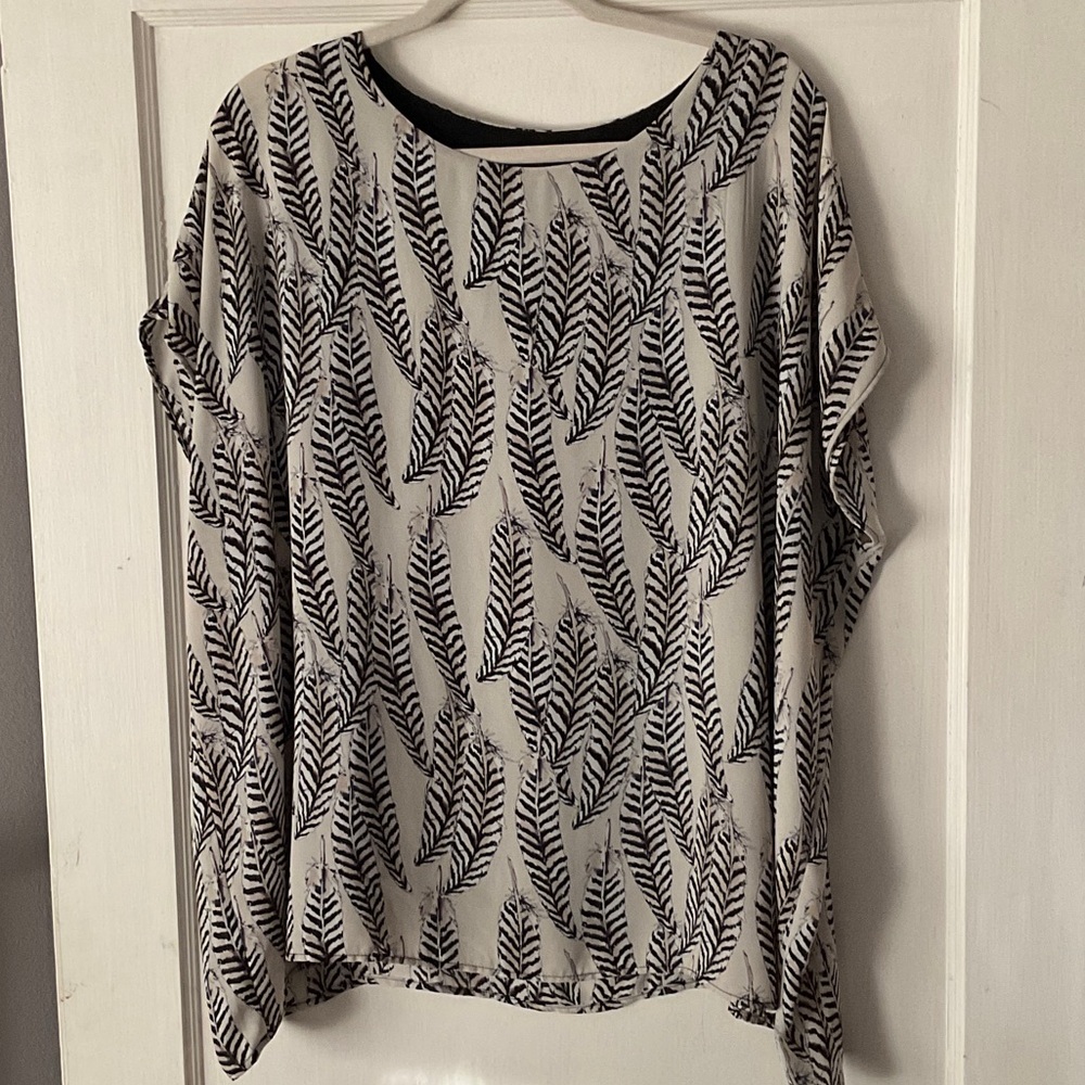 Joan Vass Monochrome Leaf Pattern Blouse